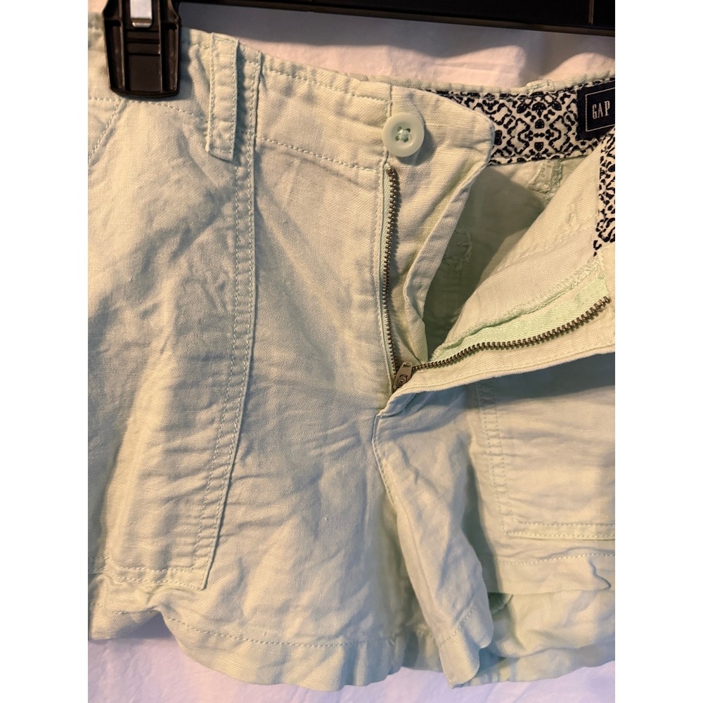 Gap Womens‎ Mint Green Linen Blend Utility Patch Pocket Shorts Size 6 - Picture 2 of 5